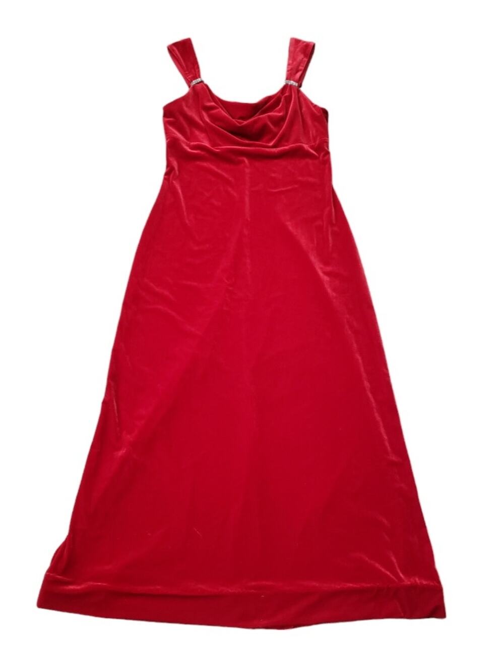 Onyx Nite by Wendye Chaitin Red Velvet Velour Sleeveless Shoulder Strap Dress